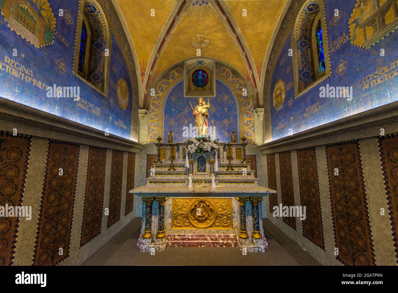 Altar and Sanctuary - Monte Cassino Shrine - St Meinrad - Indiana Stock Photo