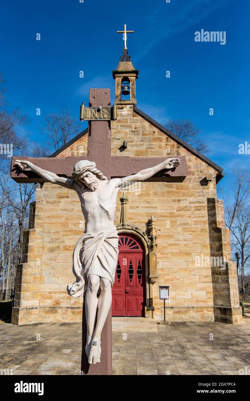 Christ Crucifix - Monte Cassino Shrine - St Meinrad - Indiana Stock Photo