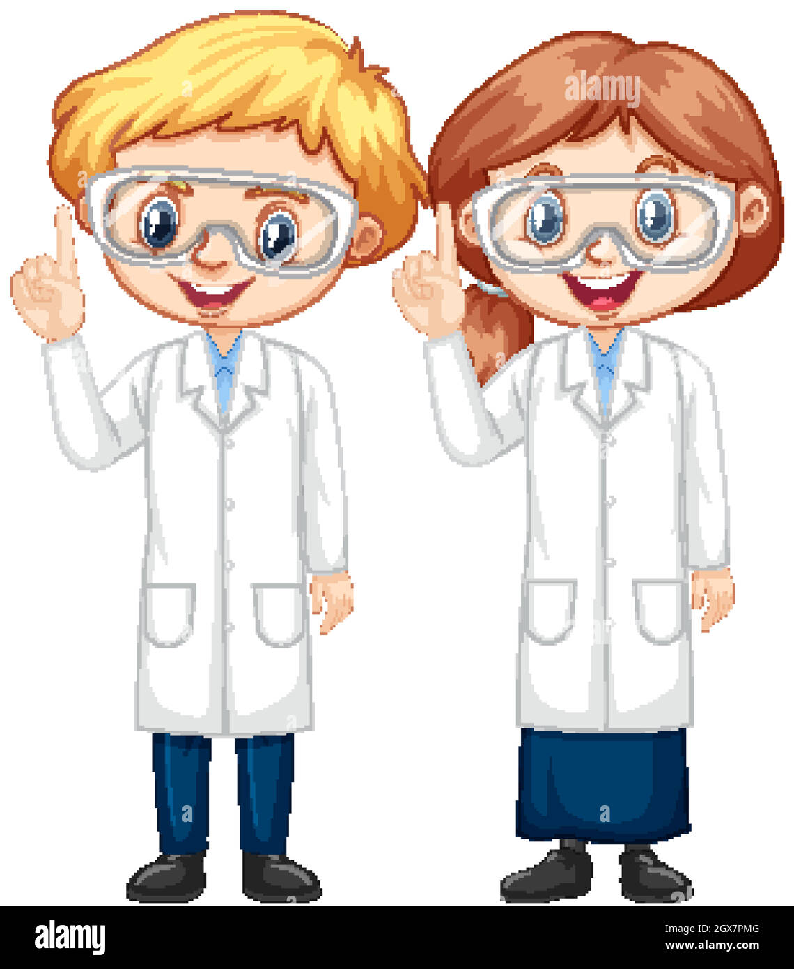 Boy and girl wearing science gown Stock Vector