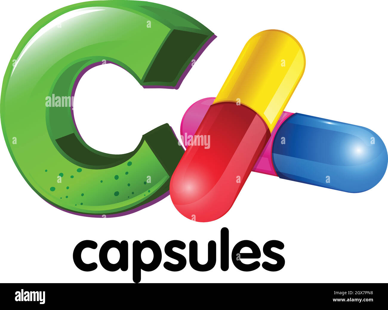 A letter C for capsules Stock Vector