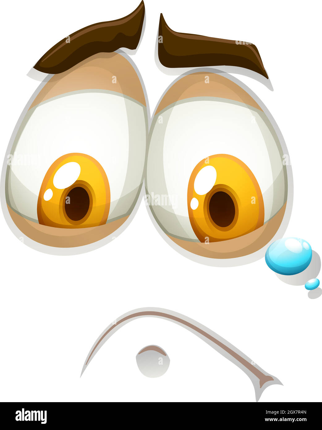 Crying face on white Stock Vector