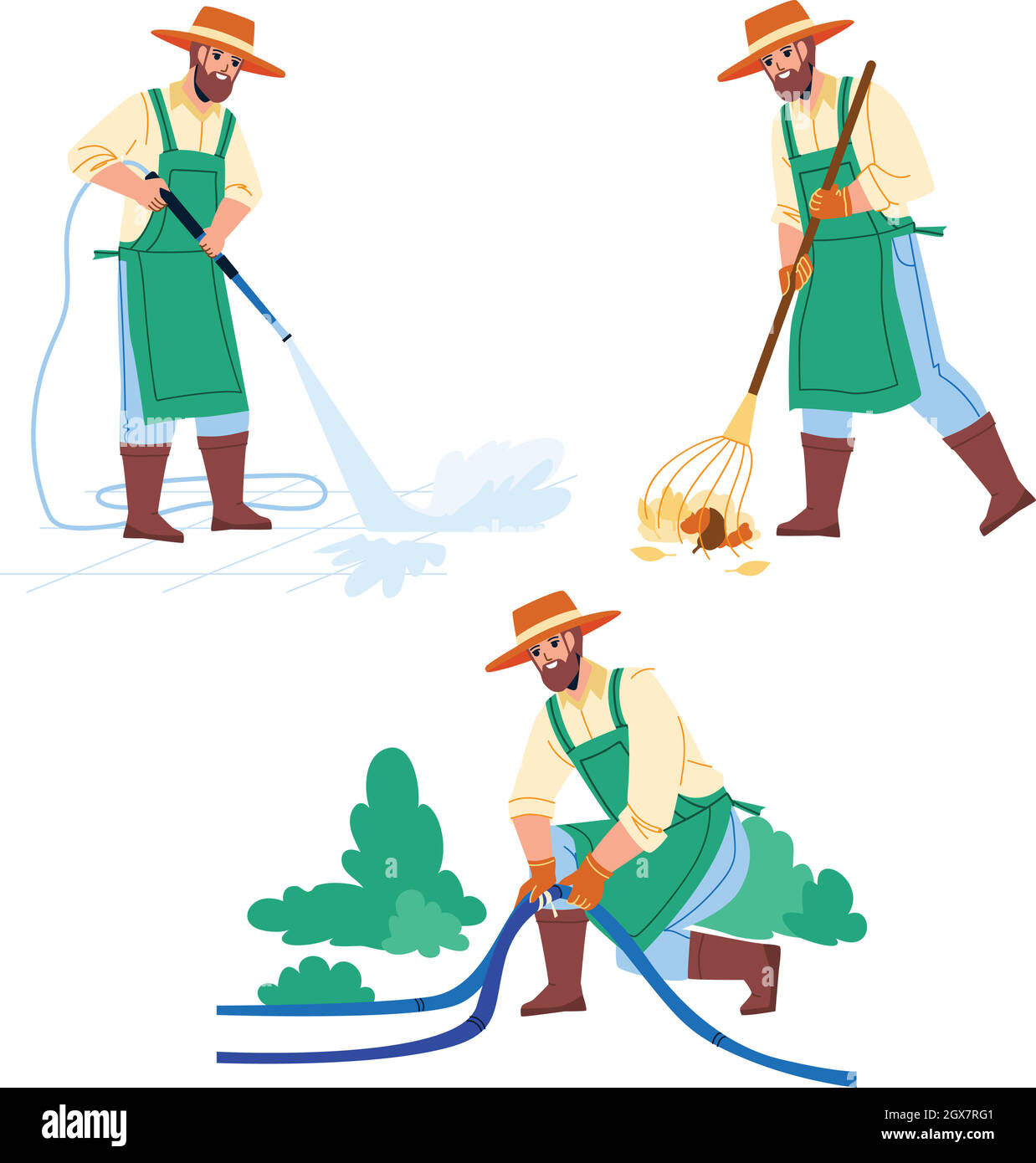 Gardener Man Agricultural Occupation Set Vector Stock Vector Image ...