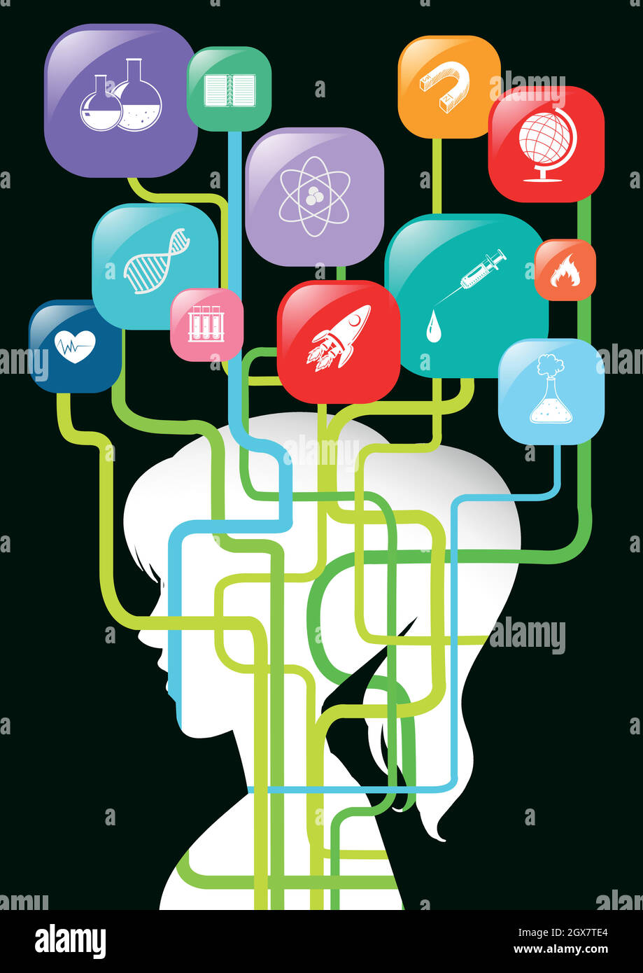 Girl and science symbols on icons Stock Vector Image & Art - Alamy