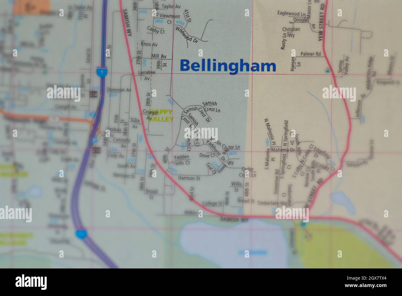 Map of the city of Bellingham, Washington Stock Photo Alamy