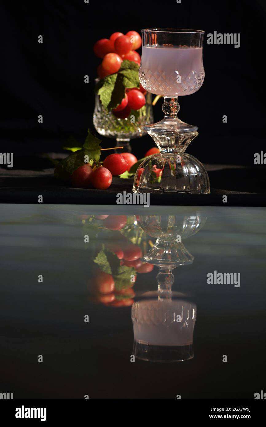 Grapes juice decoration photograpy. Stock Photo