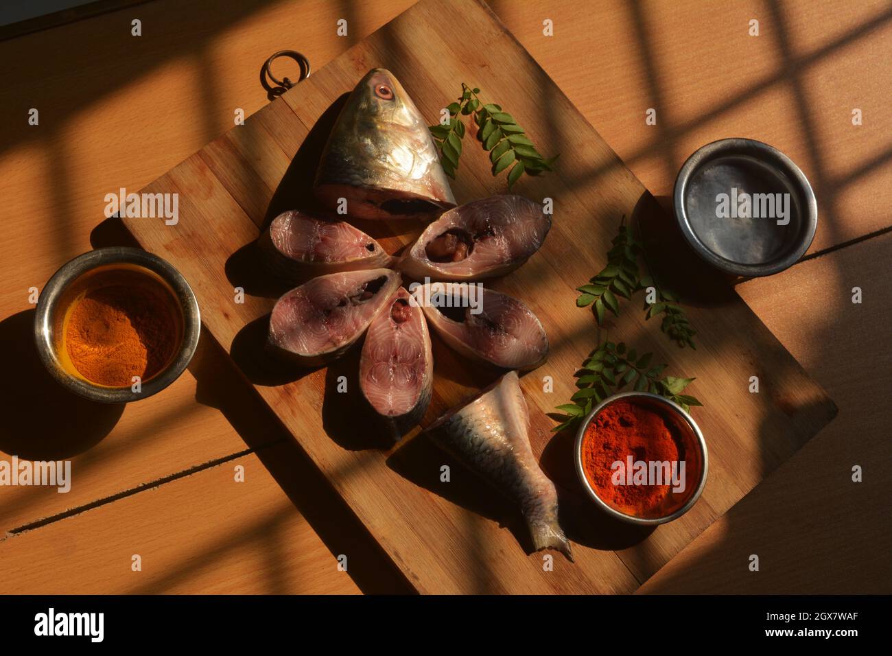 Hilsa fish decoration photograpy. Stock Photo