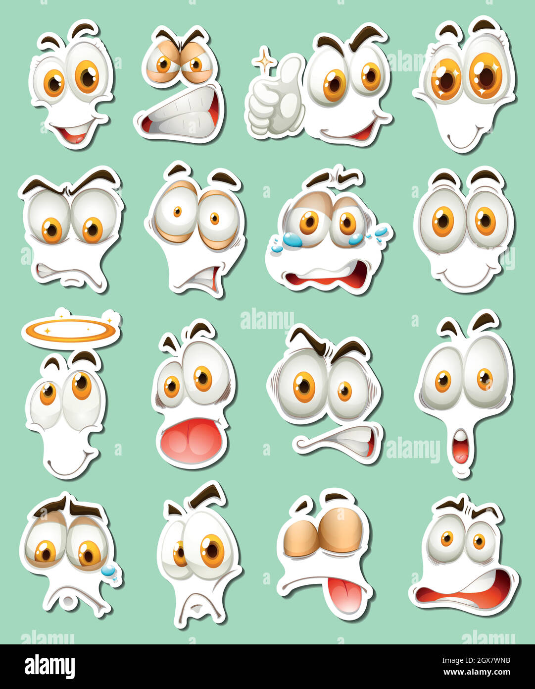 Sticker design for facial expressions Stock Vector