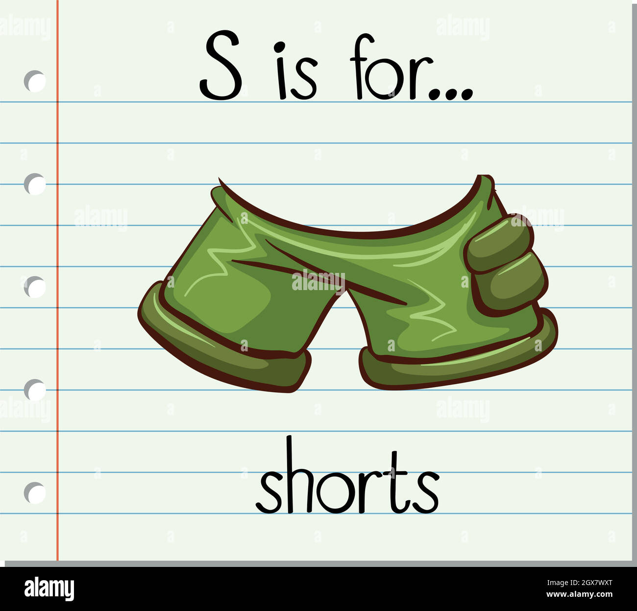 Flashcard letter S is for shorts Stock Vector