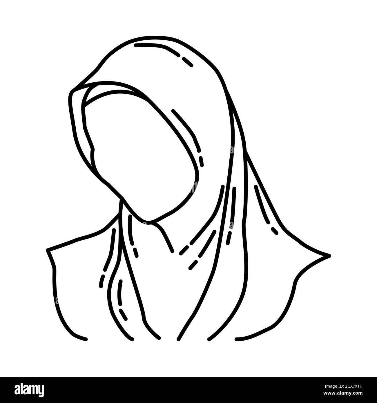 Hijab Is Part Of Muslim Worship Activity Hand Drawn Icon Set Vector 