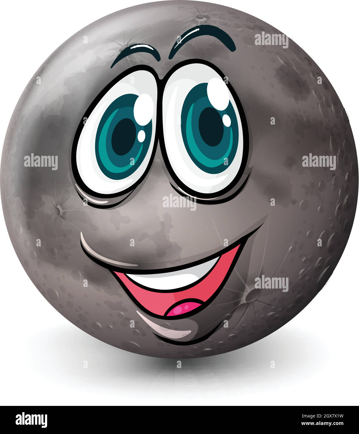 A grey planet with a face Stock Vector