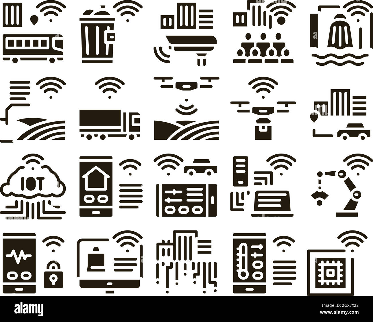 Internet Of Things Glyph Set Vector Stock Vector