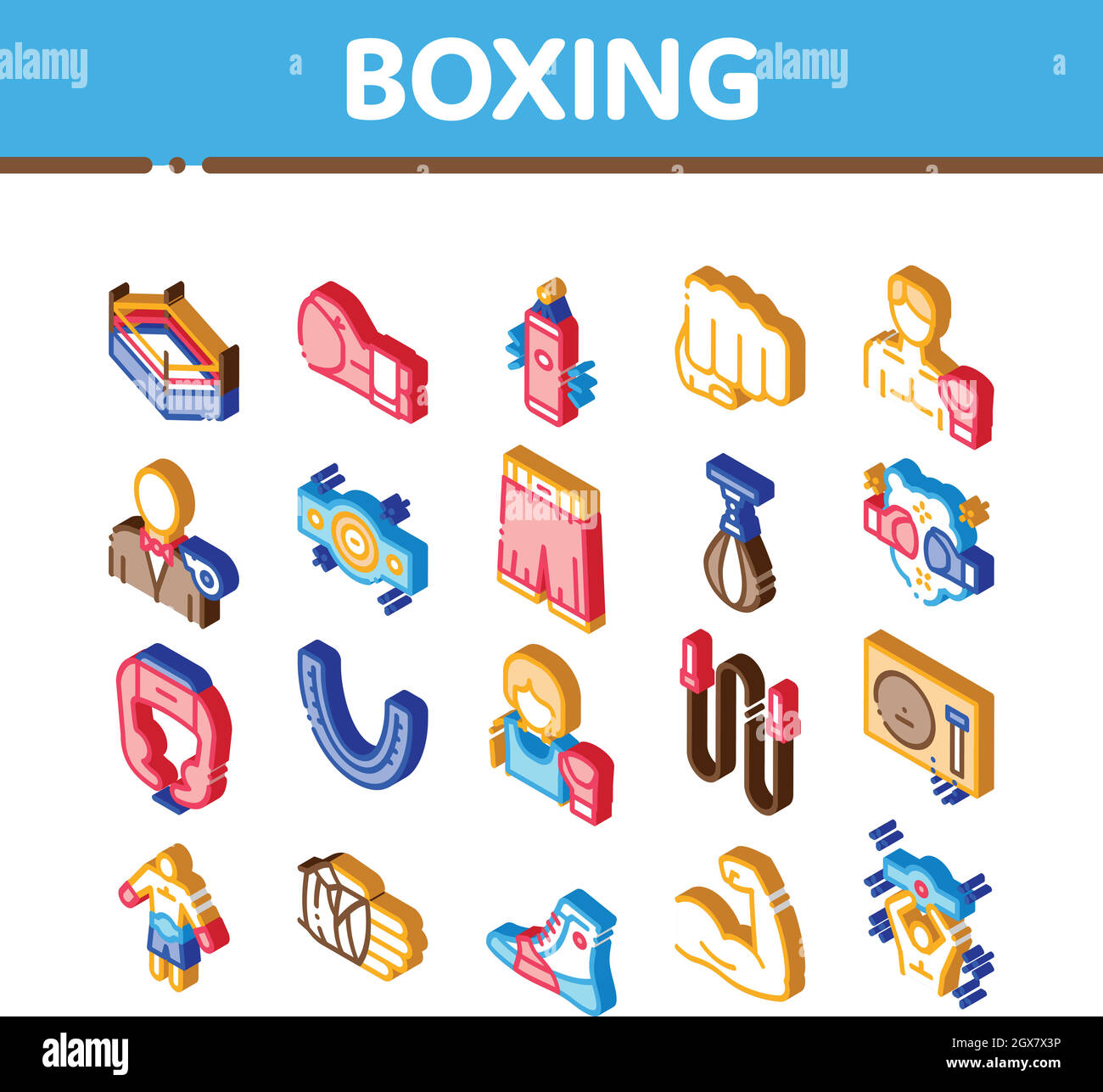 Boxing Sport Tool Isometric Icons Set Vector Stock Vector Image & Art
