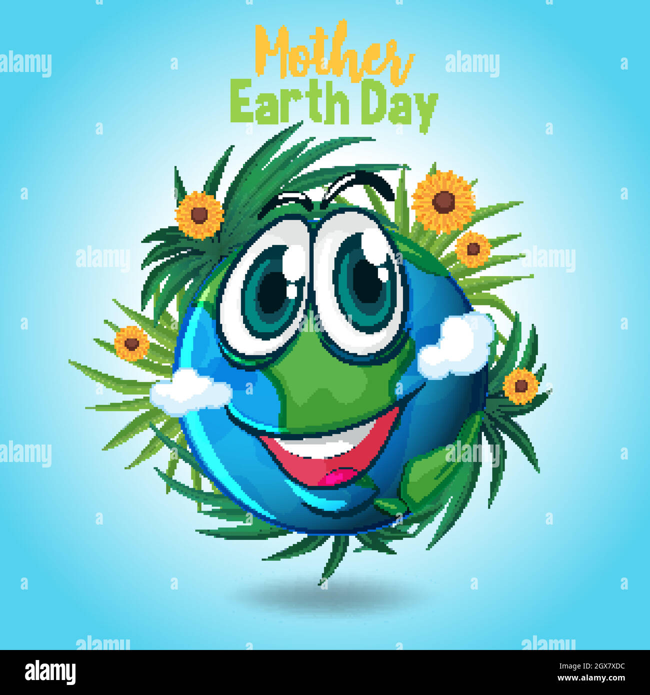 Poster design for mother earth day with big smile on earth Stock Vector