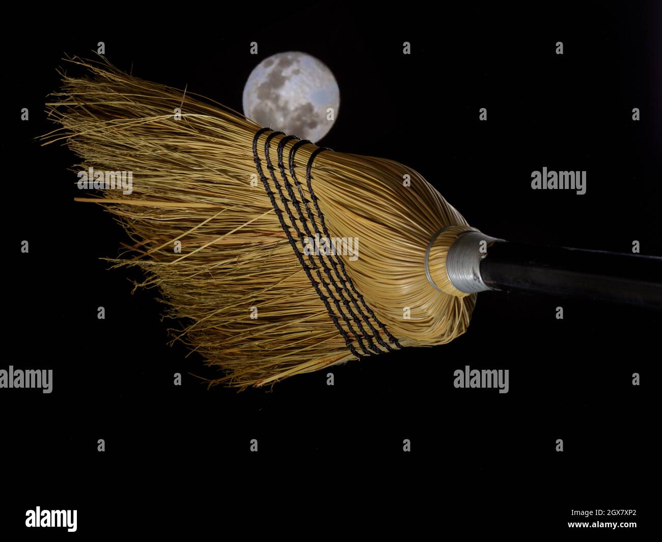 "Flying Broom with Moon Stock Photo Alamy