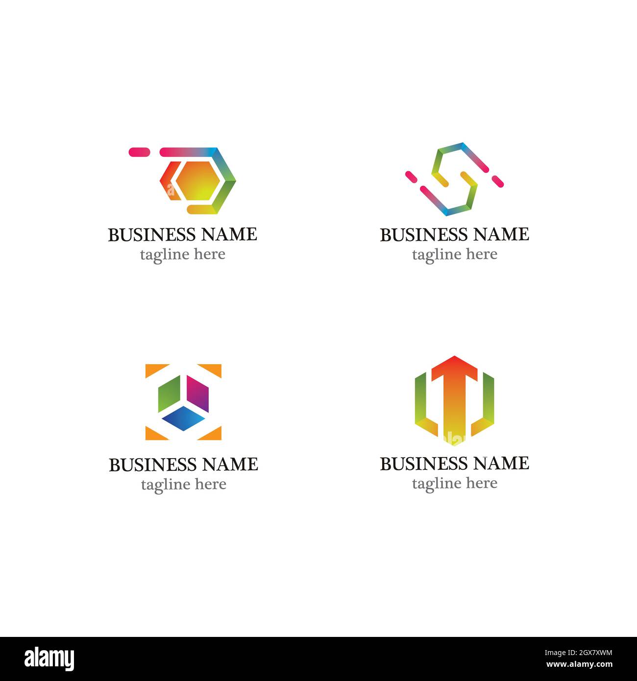 Hexagon logo template vector icon set design Stock Photo - Alamy