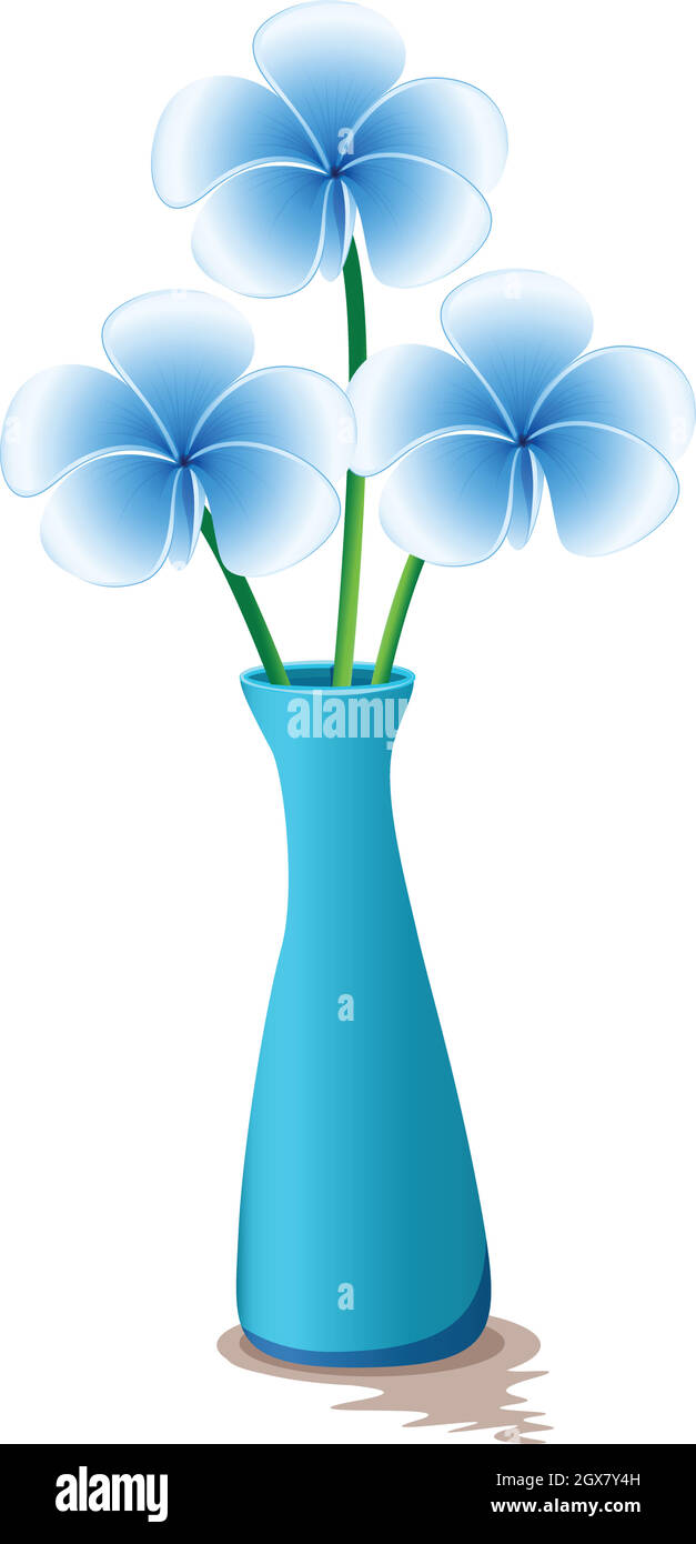 Blue flowers in a blue vase Stock Vector