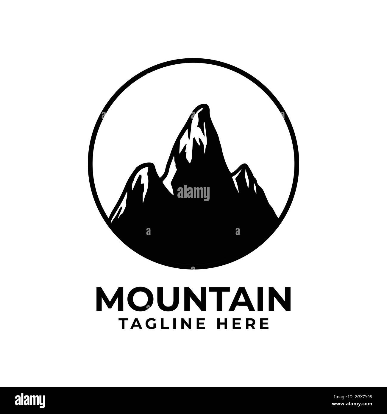 silhouette mountain logo with circle. mountain vector design for ...