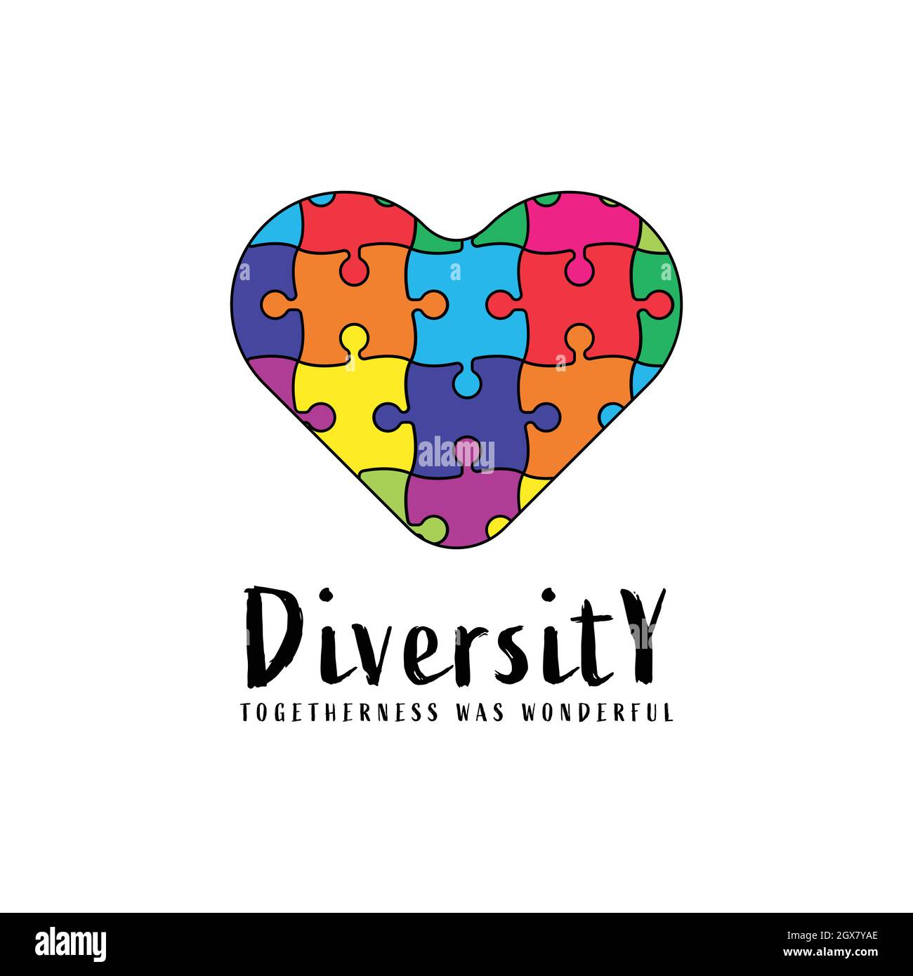 abstract logo autism care diversity and togetherness Stock Vector