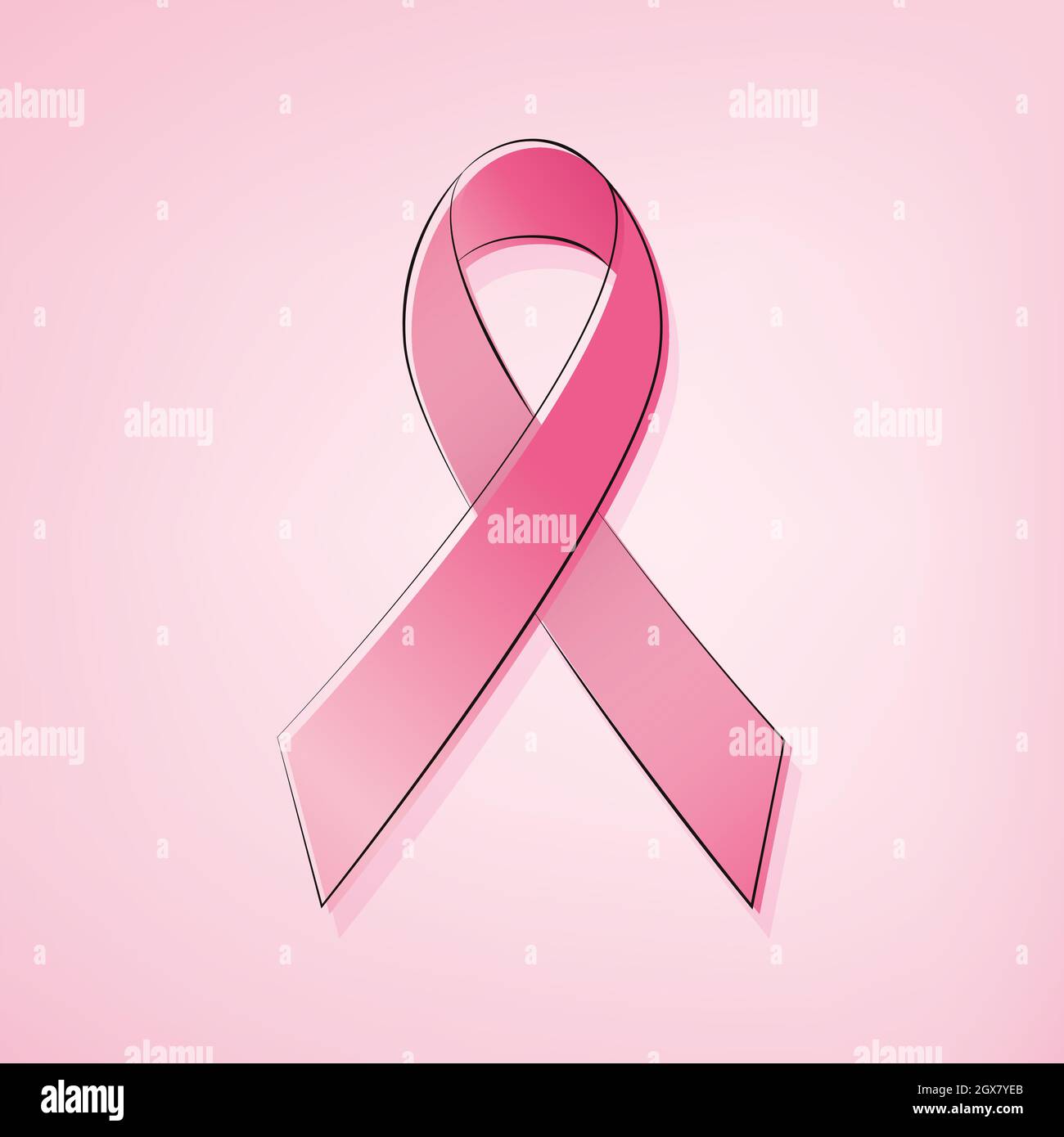 Pink ribbon symbol of women breast cancer awareness campaign in October Stock Vector