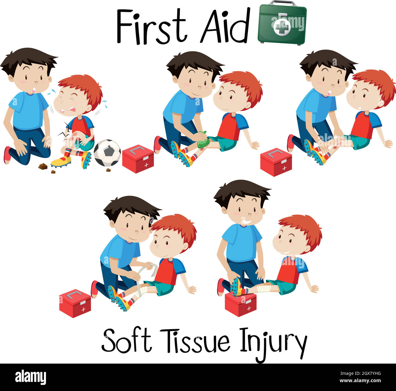 First aid soft tissue injury Stock Vector