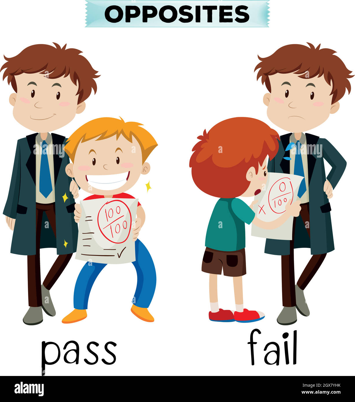 Opposite words for pass and fail Stock Vector Image & Art - Alamy