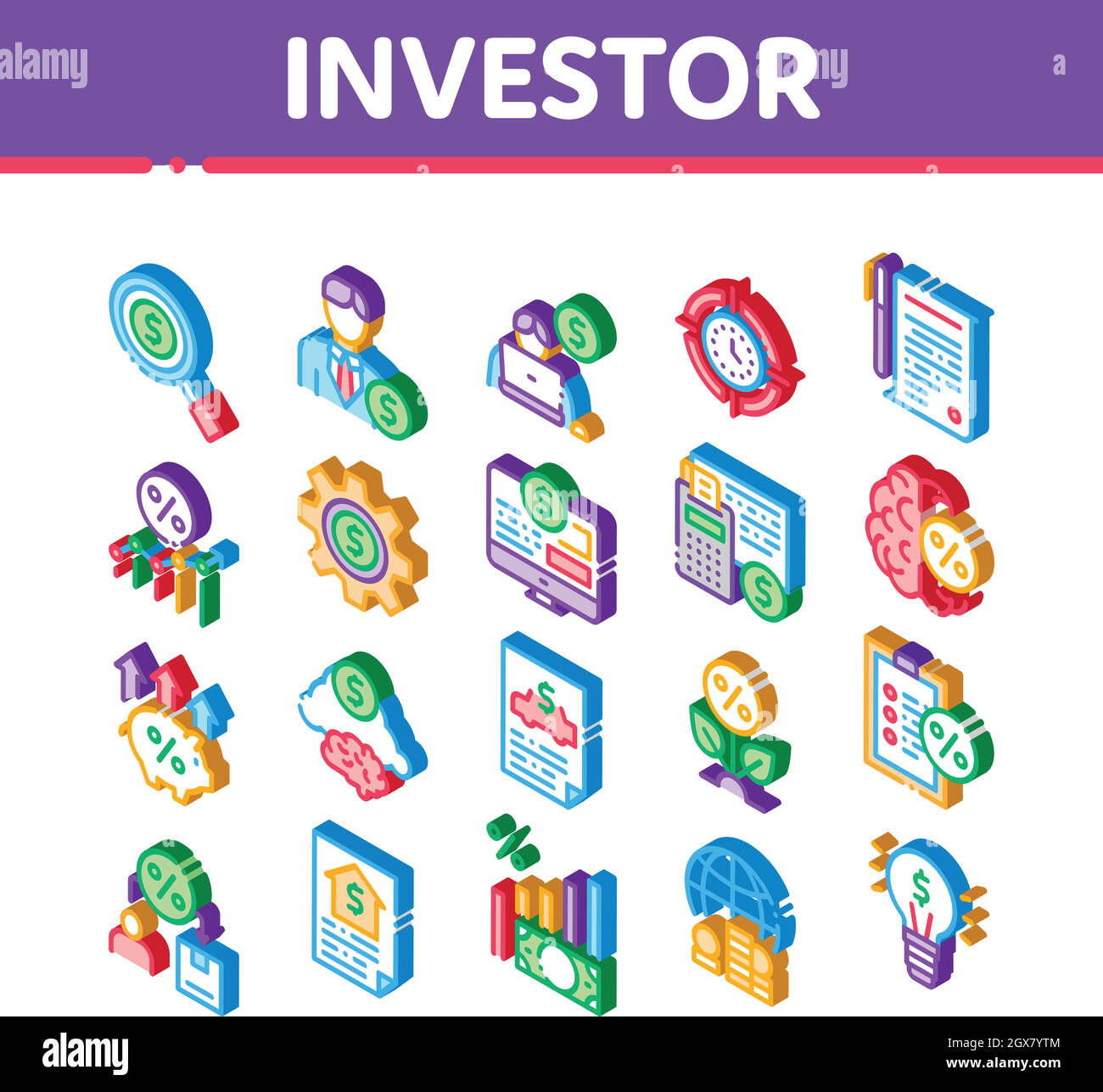 Investor Financial Isometric Icons Set Vector Stock Vector Image & Art ...