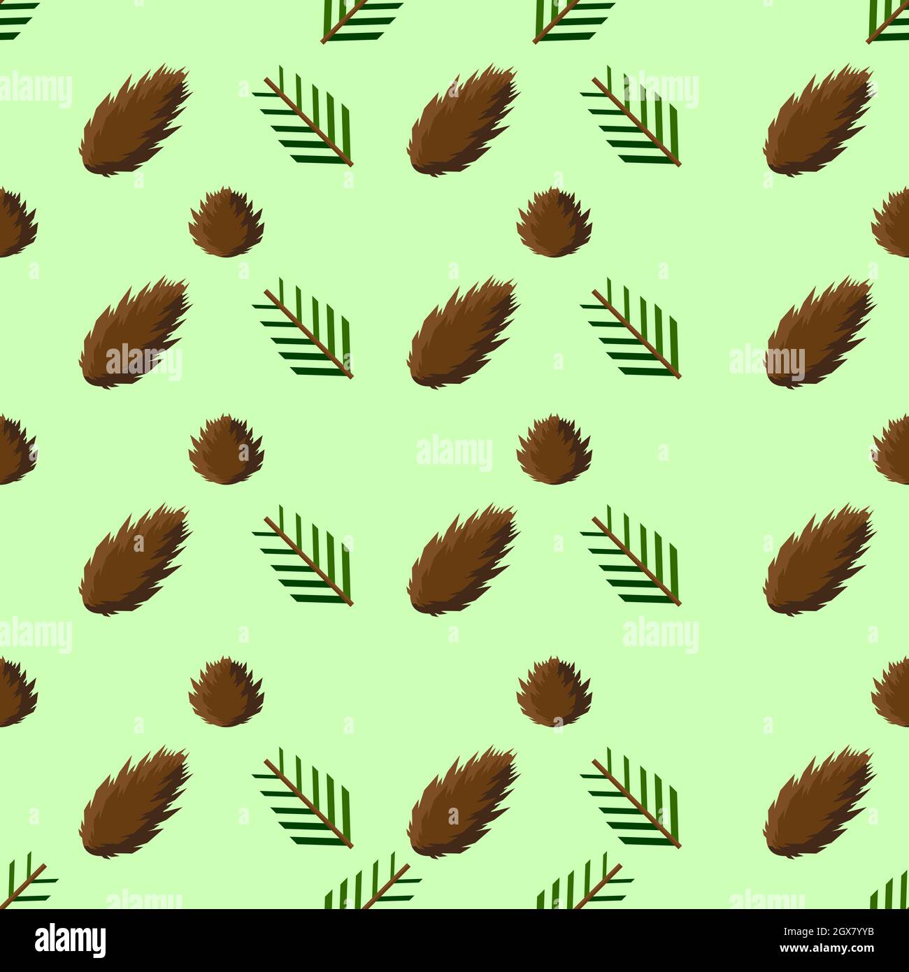Winter seamless pattern with pine branches and cones Stock Vector