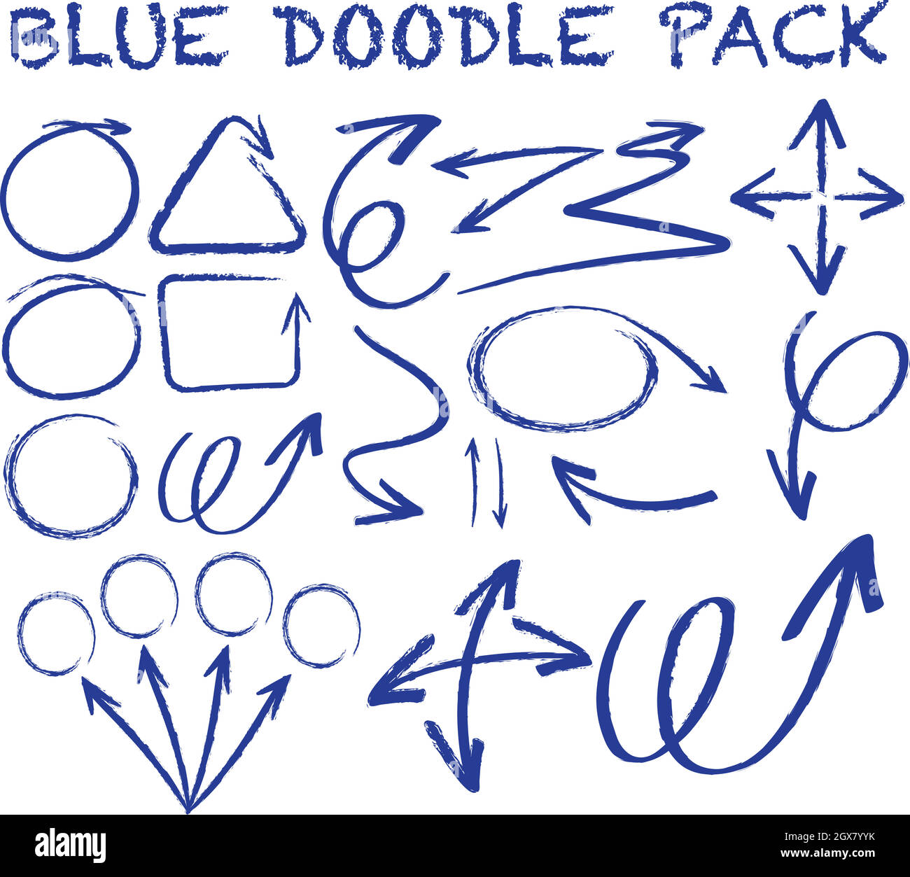 Different doodle strokes in blue color Stock Vector