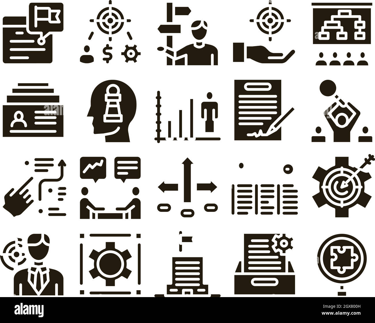 Strategy Manager Job Glyph Set Vector Stock Vector