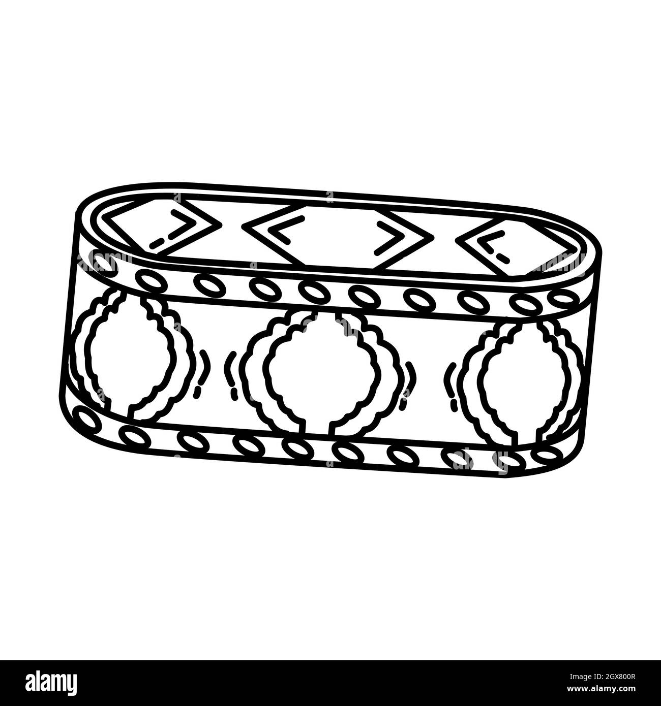 Box of The Soil from The Prophet Muhammad s Tomb Part of Muslim historical objects Hand Drawn Icon Set Vector. Stock Vector