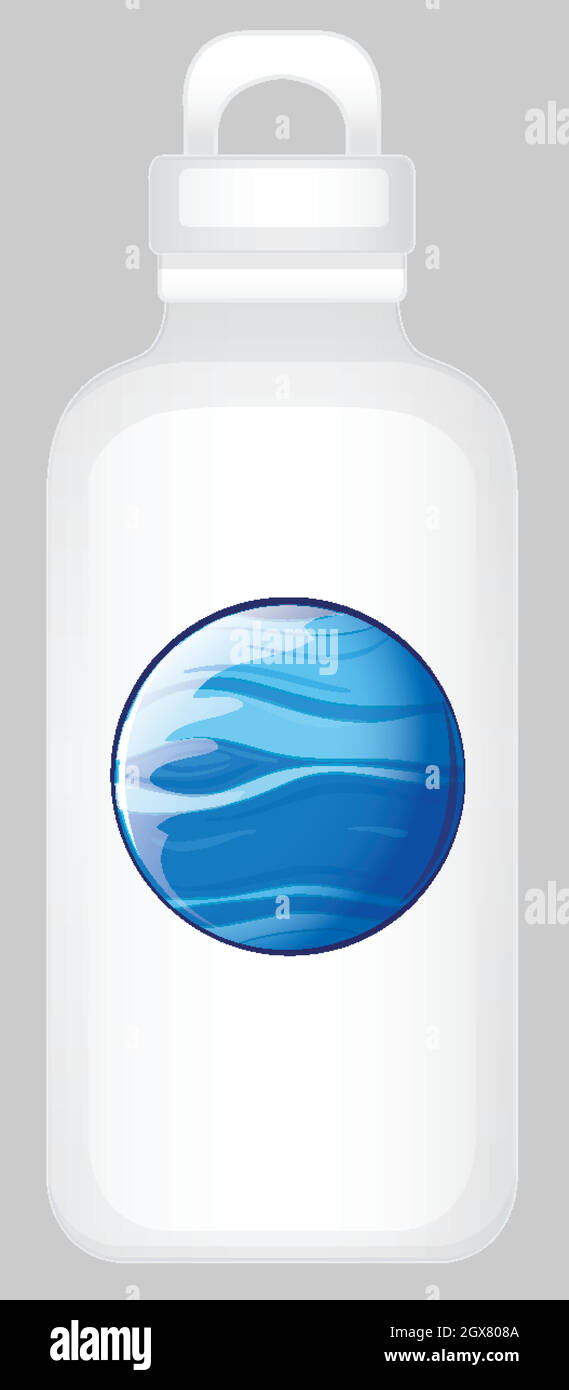 Water bottle with blue planet Stock Vector