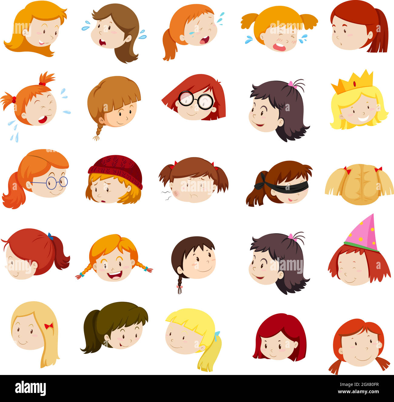 Girl face expressions set collection hires stock photography and