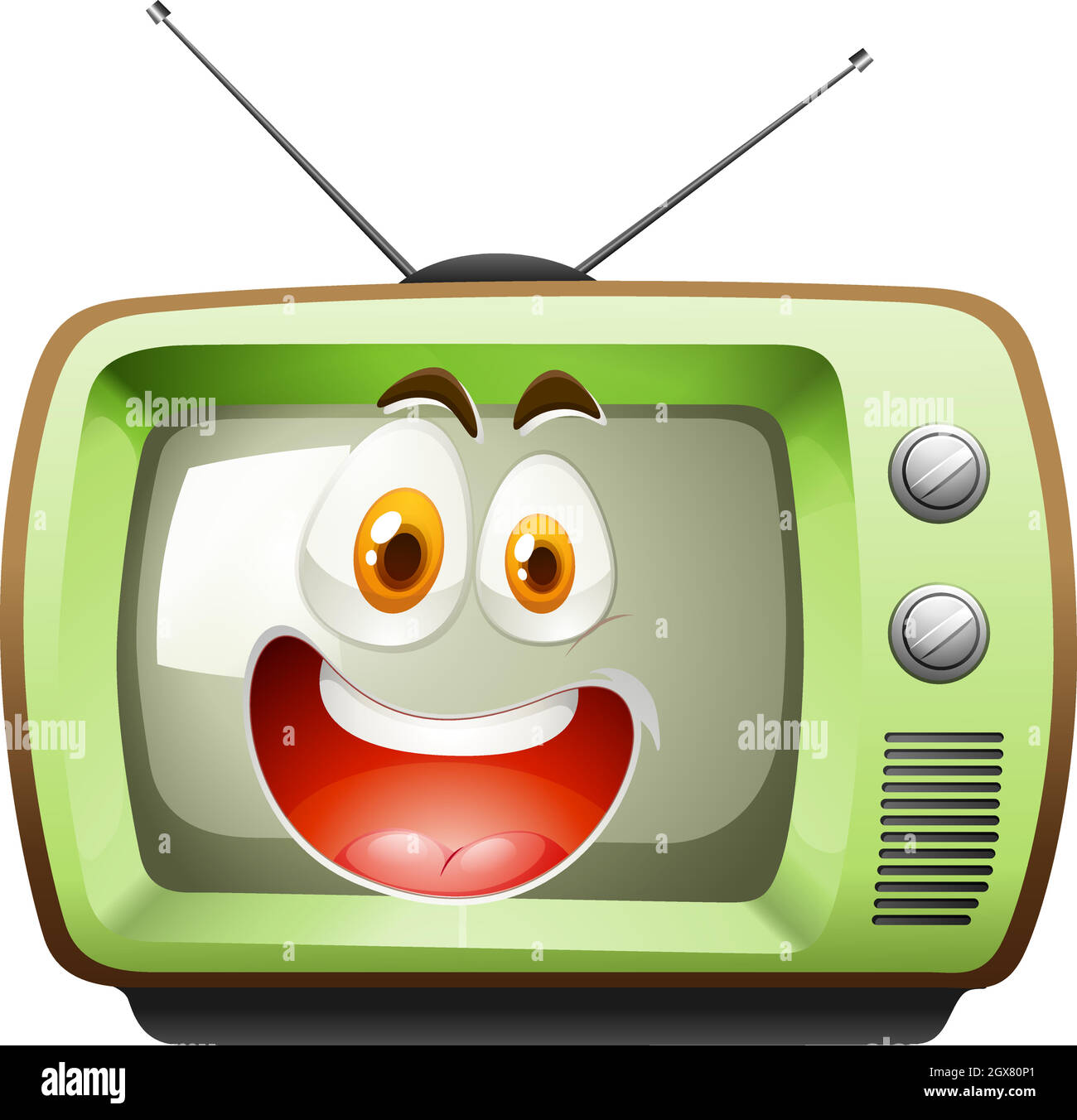 Retro television with face Stock Vector