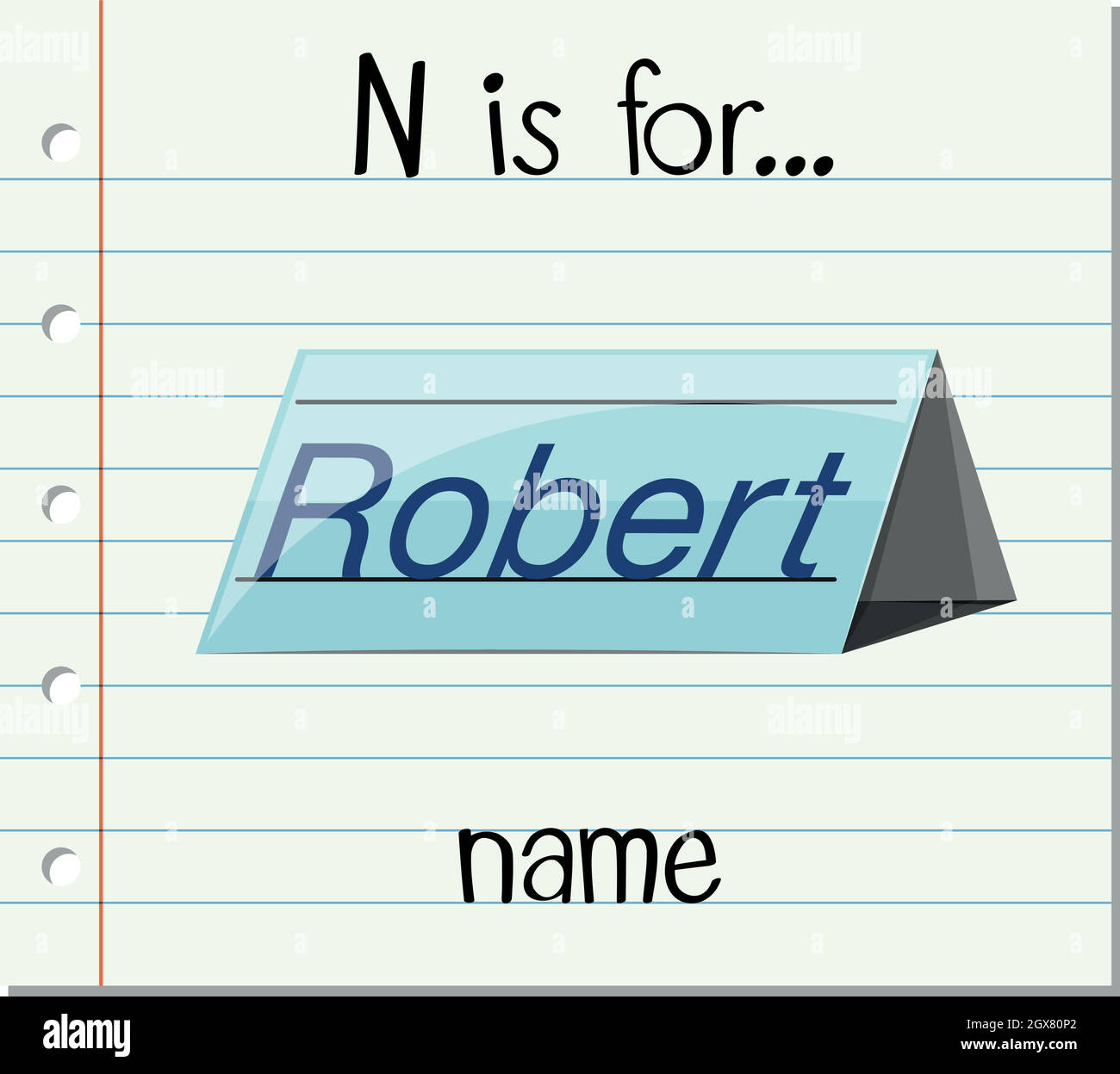 Flashcard letter N is for name Stock Vector