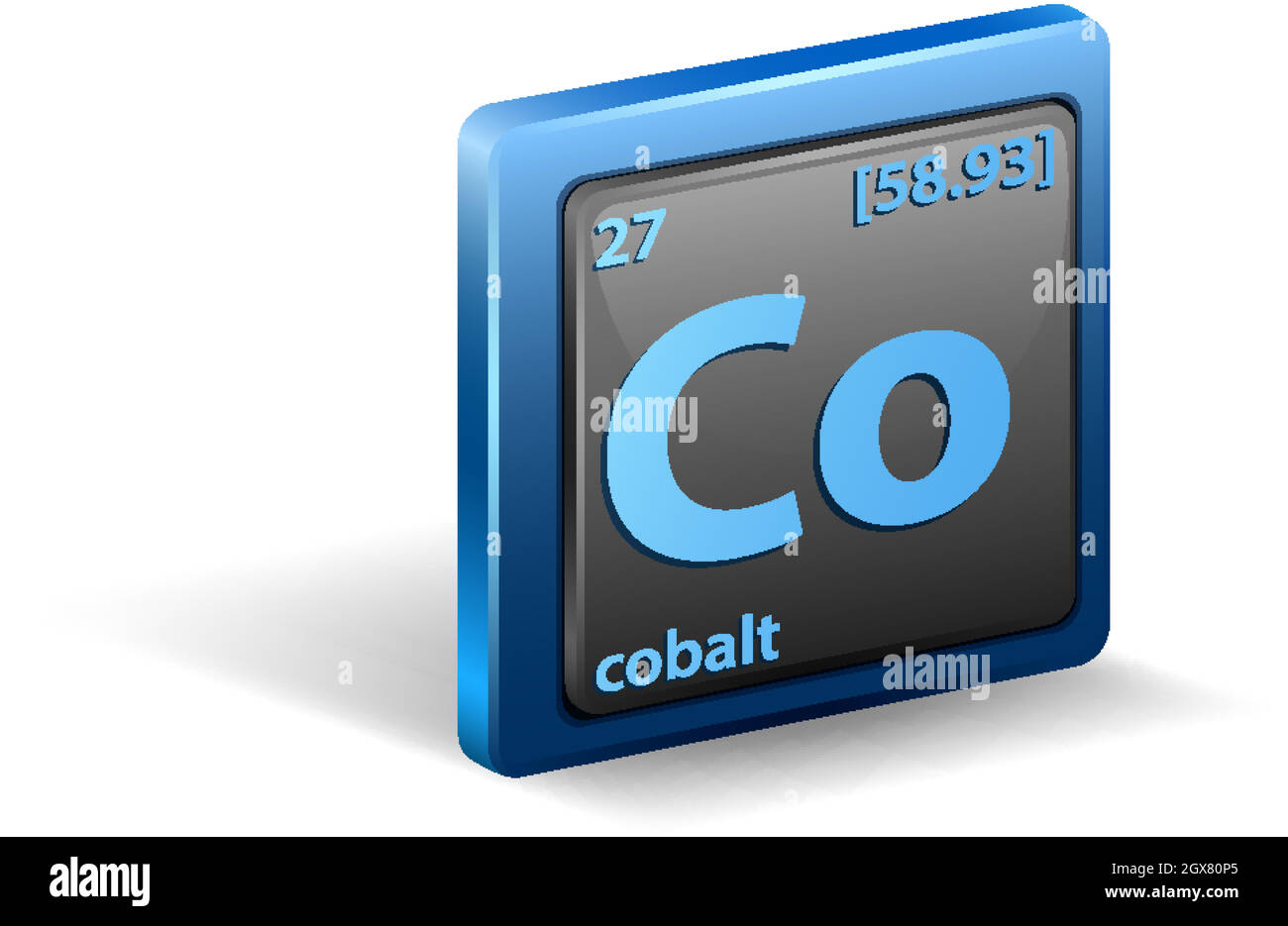 Cobalt chemical element. Chemical symbol with atomic number and atomic mass. Stock Vector