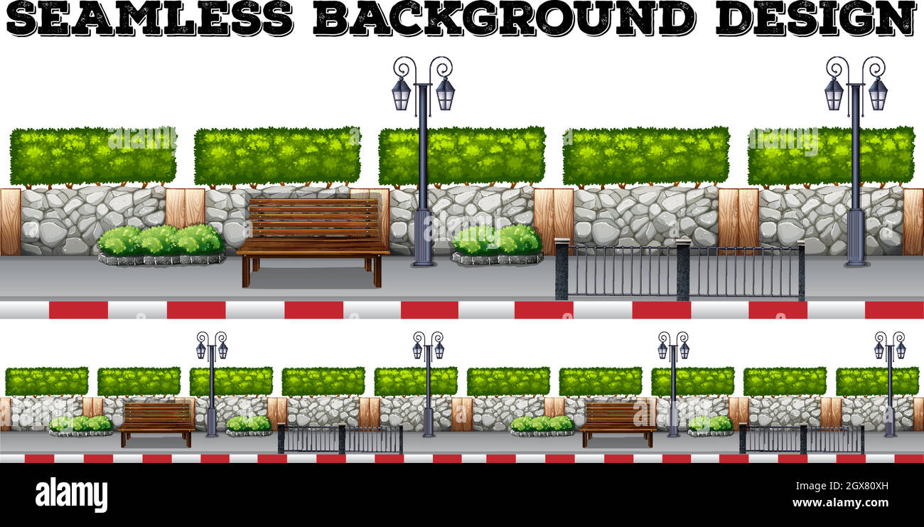 Seamless background with bench and wall Stock Vector Image & Art - Alamy
