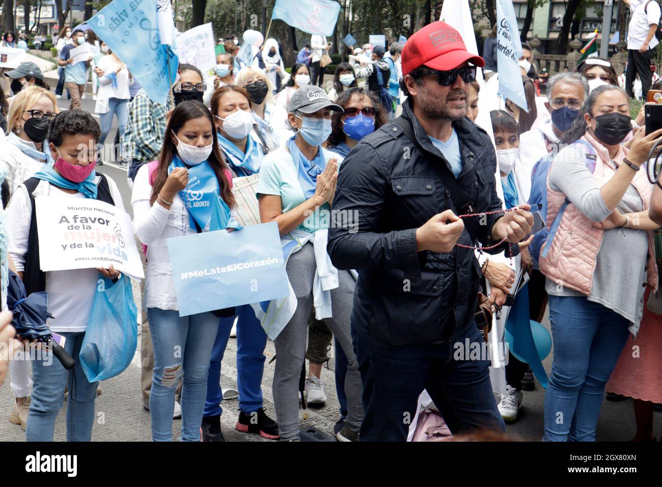 Non Exclusive: Religious take part during a demonstration Against abortion to reject the decision of the Supreme Court of Justice of the Nation of Mex Stock Photo