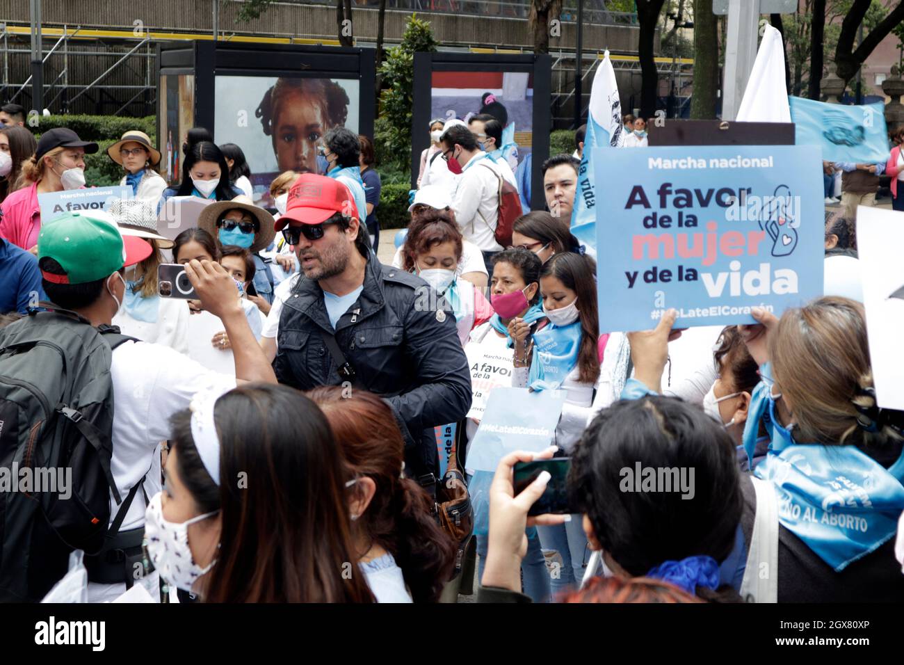 Non Exclusive: Religious take part during a demonstration Against abortion to reject the decision of the Supreme Court of Justice of the Nation of Mex Stock Photo