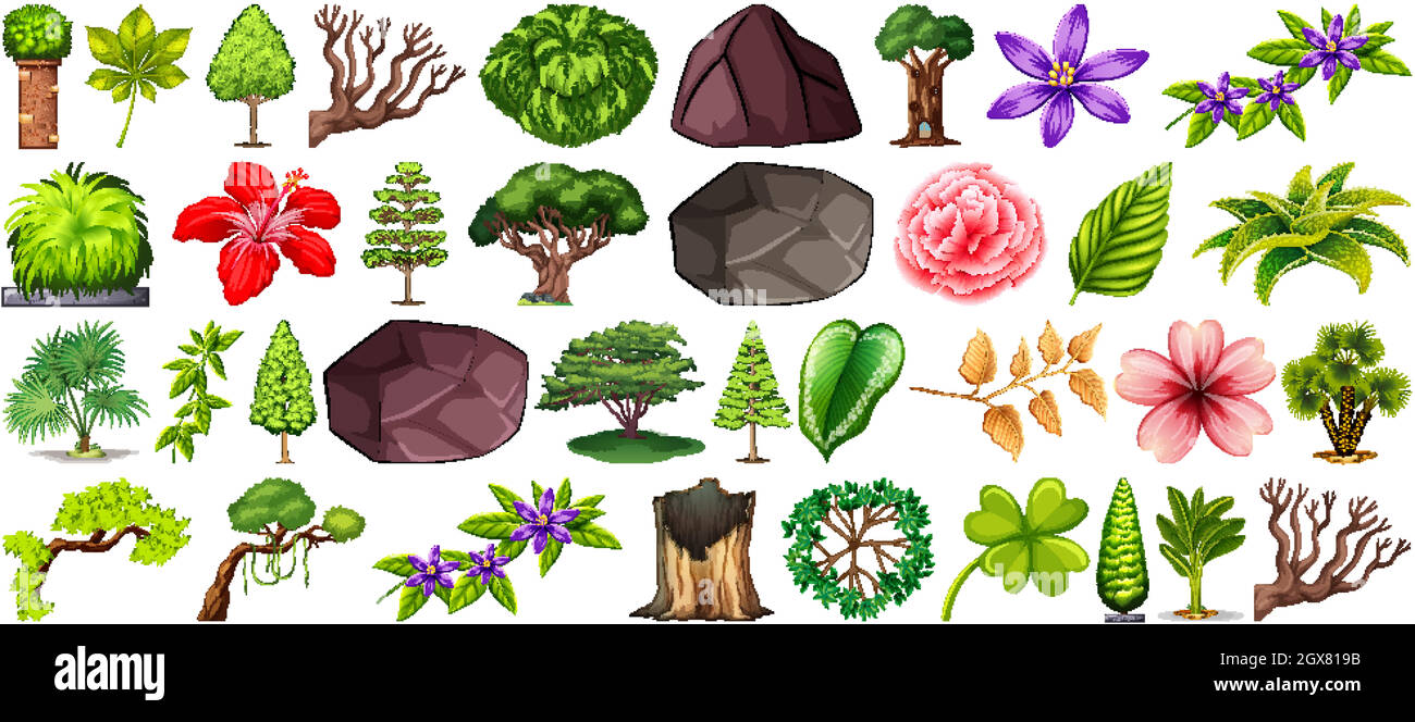 Set of different nature isolated on white background Stock Vector Image ...