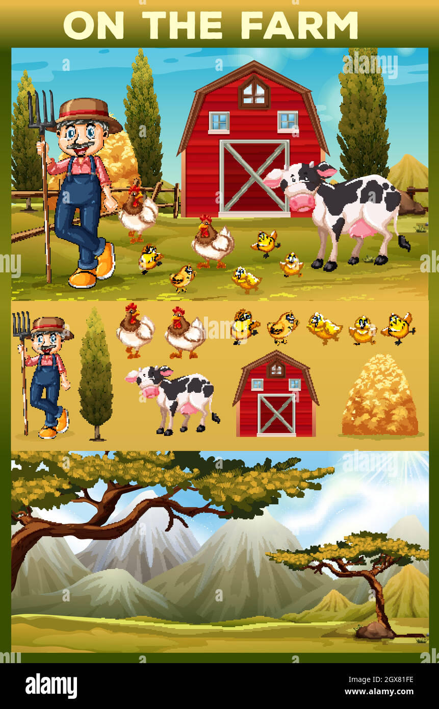 Farmer and animals on the farmland Stock Vector Image & Art - Alamy