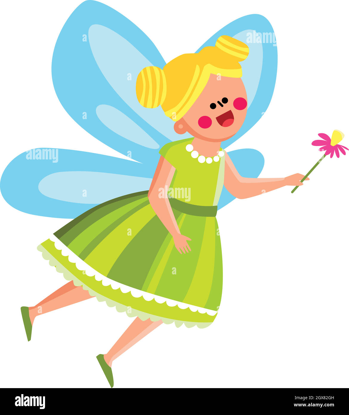 Fairy Girl In Beautiful Costume With Flower Vector Stock Vector Image ...