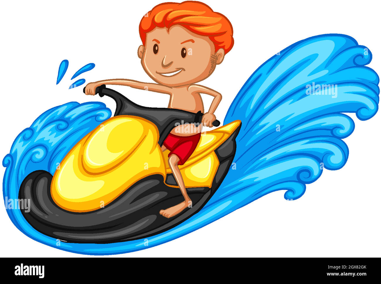 Athlete doing jetski on white background Stock Vector