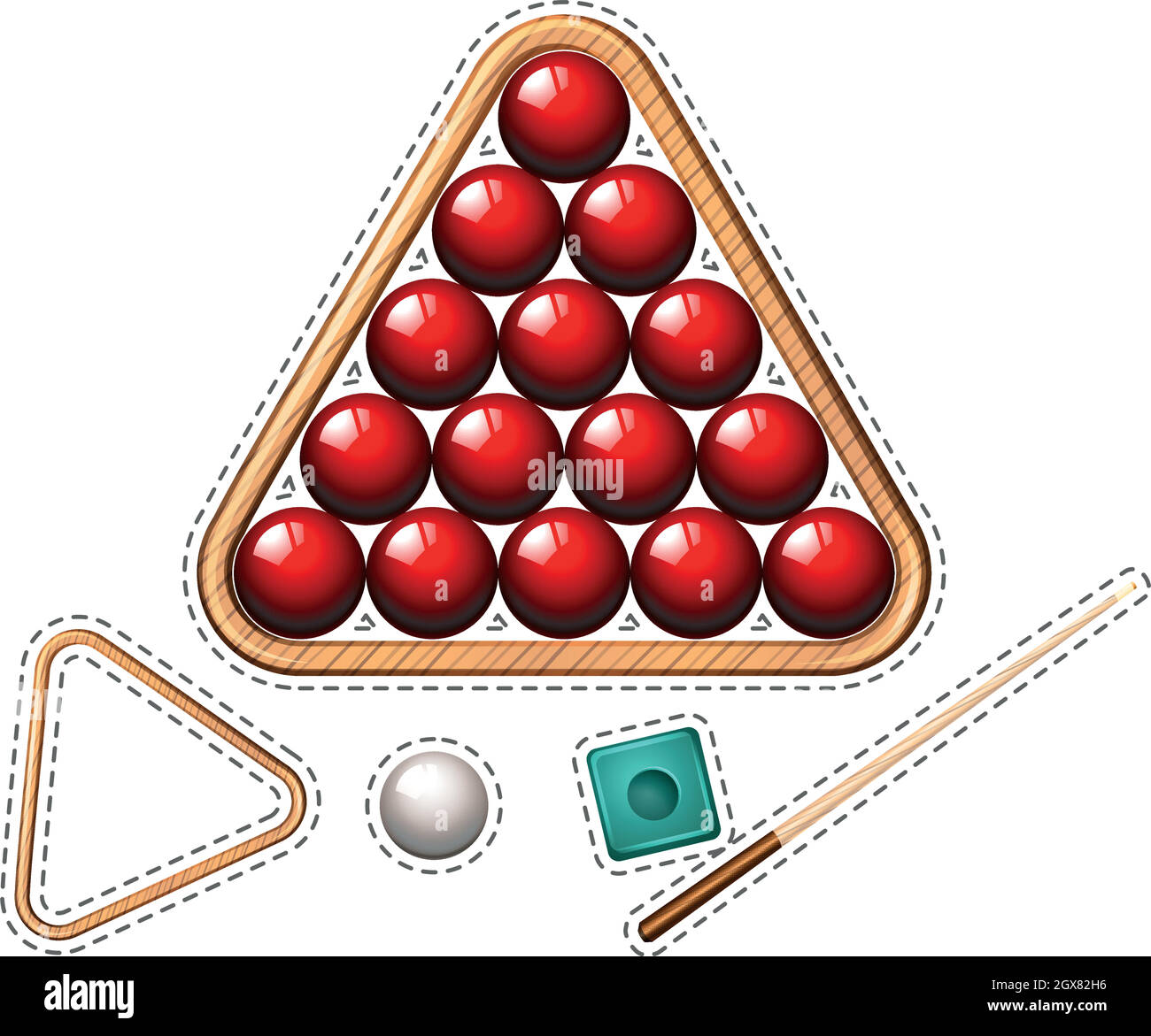 Pool set with red balls and stick Stock Vector Image & Art Alamy
