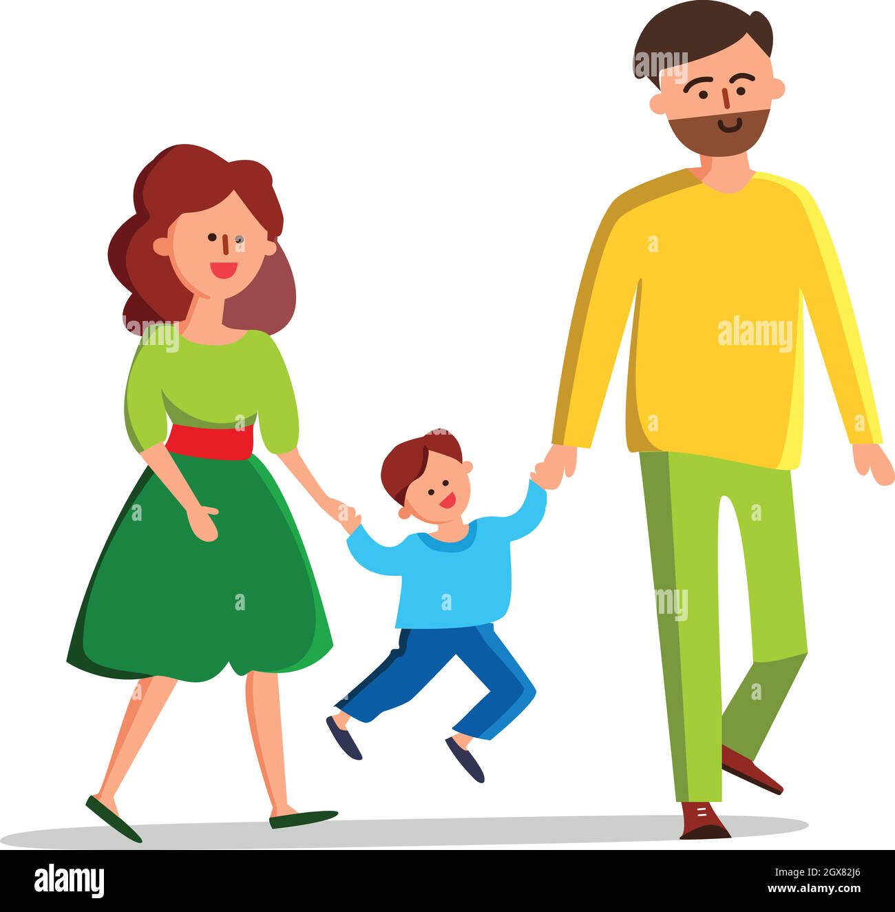 Happy Family Father, Mother And Little Boy Vector Stock Vector ...