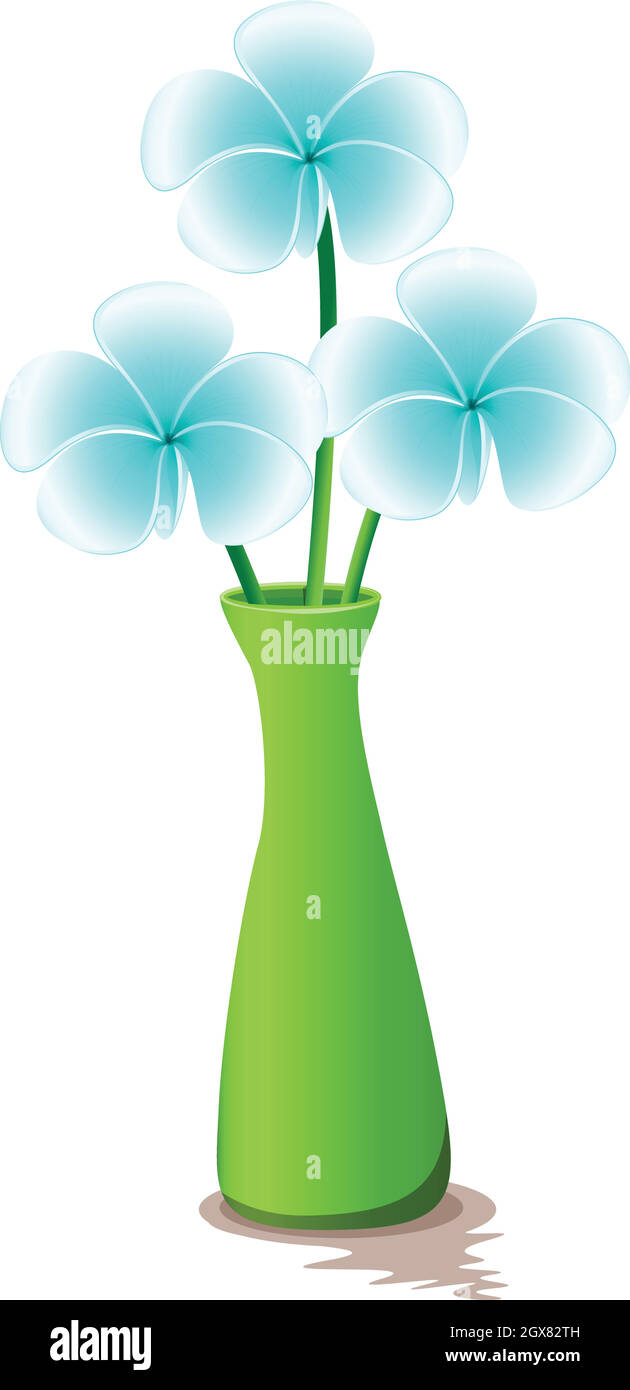 A green vase with fresh flowers Stock Vector