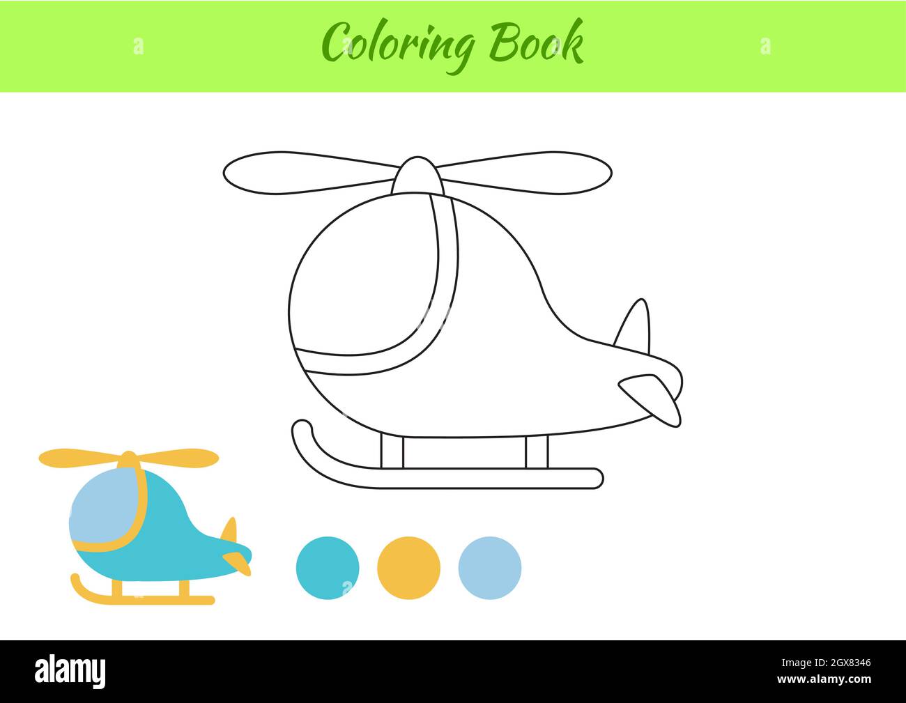 Coloring book helicopter for children. Educational activity page ...