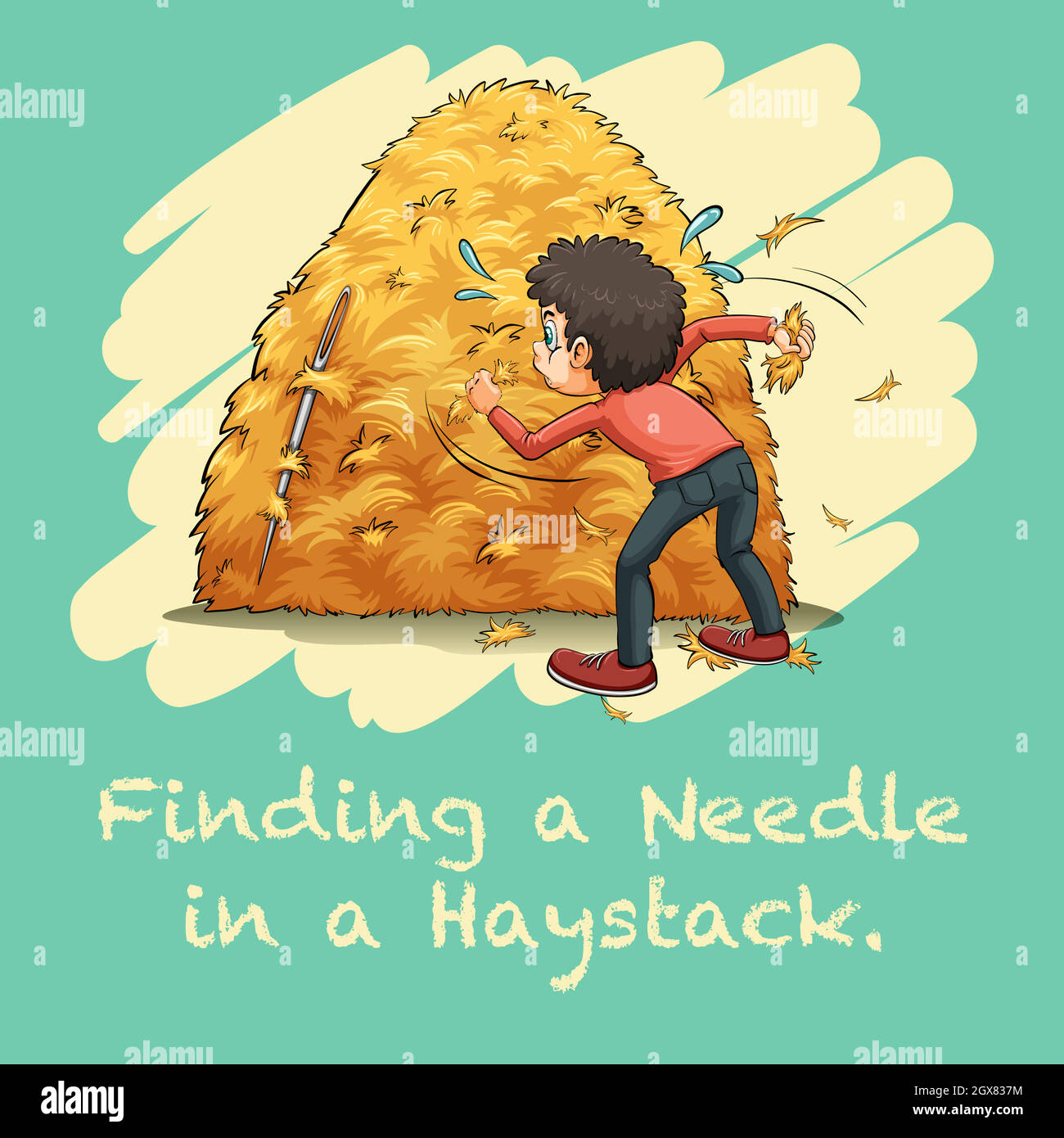 Idiom Finding A Needle In A Haystack Stock Vector Image And Art Alamy