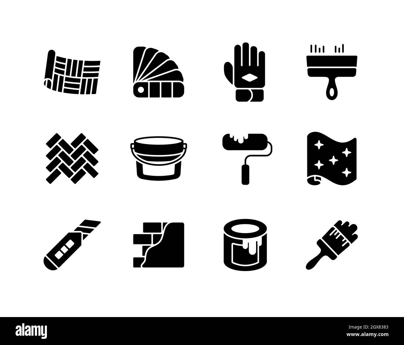 Home repair, remodelling, redecoration glyph icon set Stock Vector