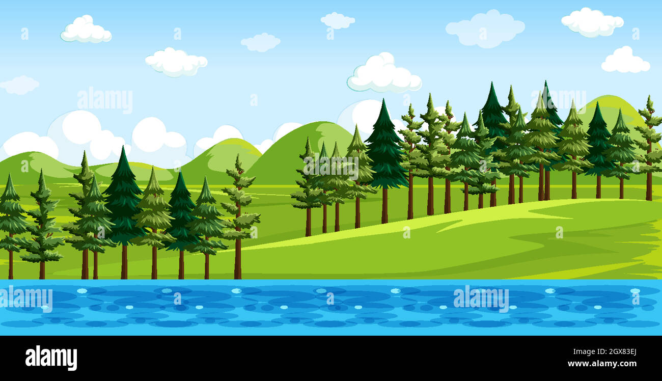 Nature park with river side landscape scene Stock Vector Image & Art ...