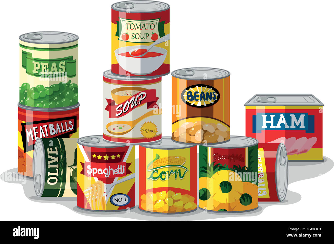 Different types of canned food Stock Vector Image & Art Alamy